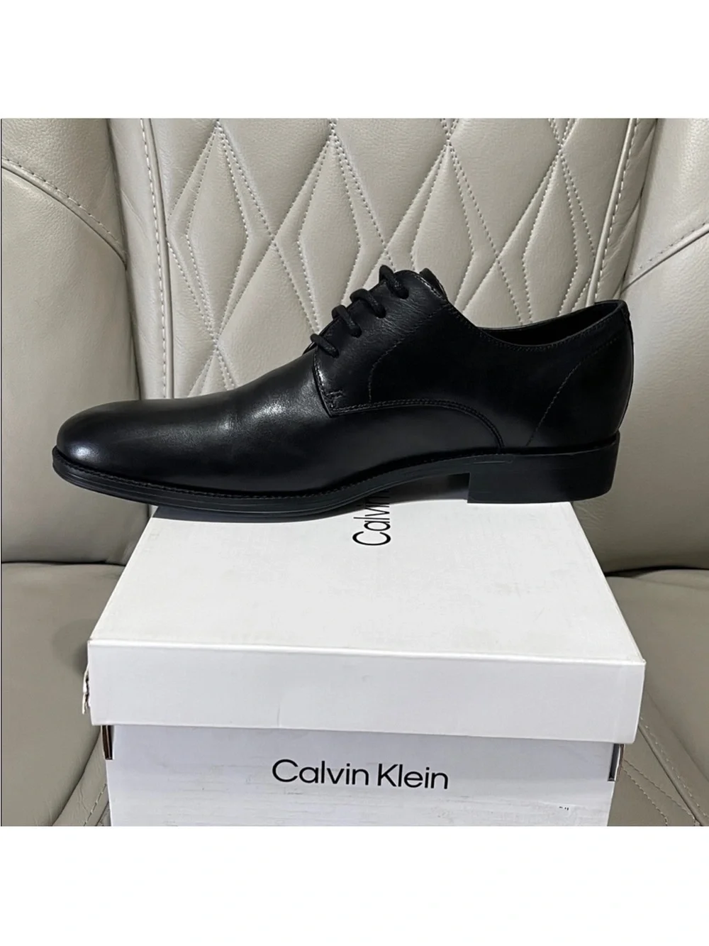 Calvin Klein Black Leather Derby Dress Shoe